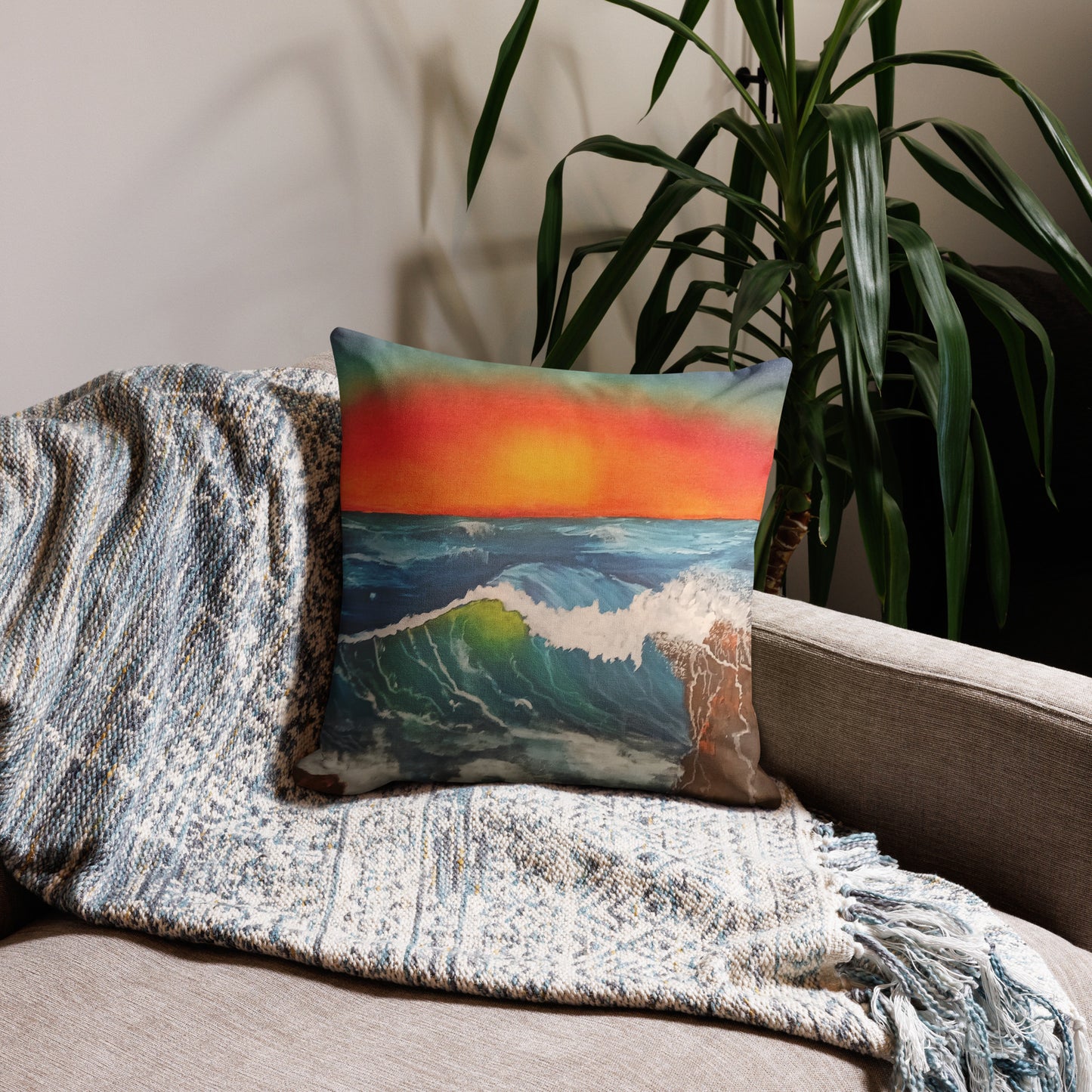 "Seascapes" by D. Gailey - Premium Pillow Case