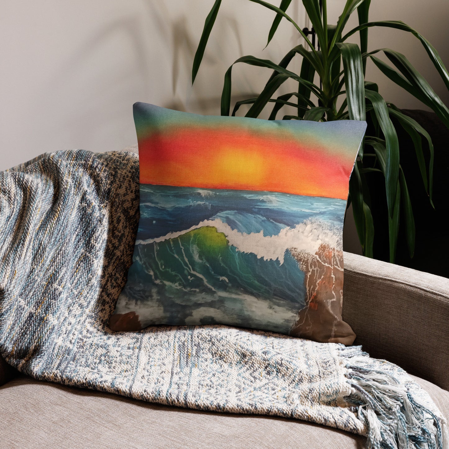 "Seascapes" by D. Gailey - Premium Pillow Case