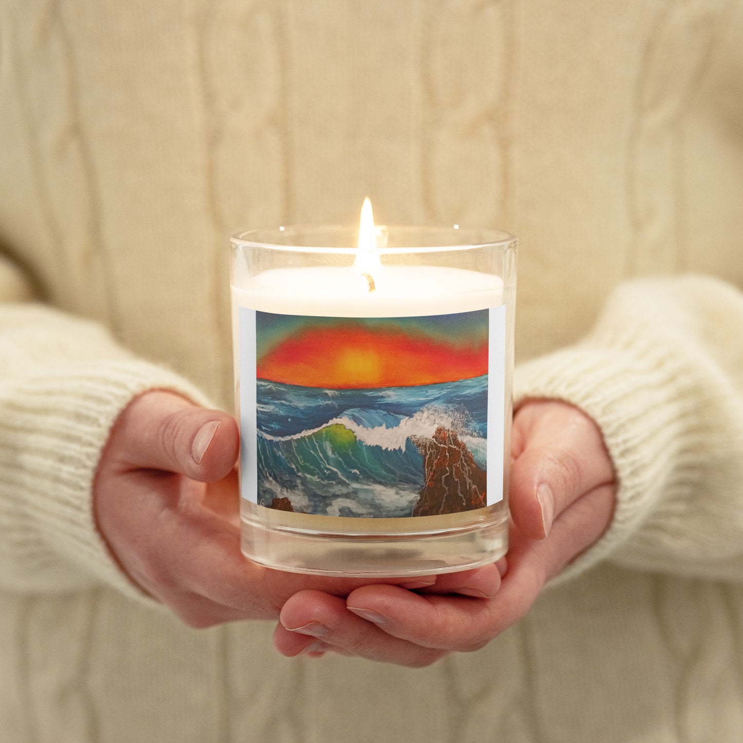 "Seascape #1" by D. Gailey - Glass jar soy wax candle