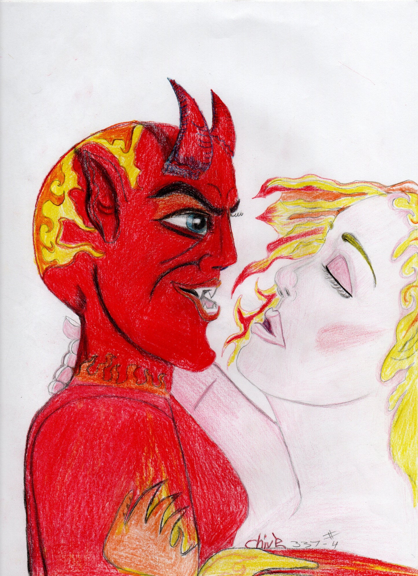 "Red Face Devil" (Original) by Kacey Maret