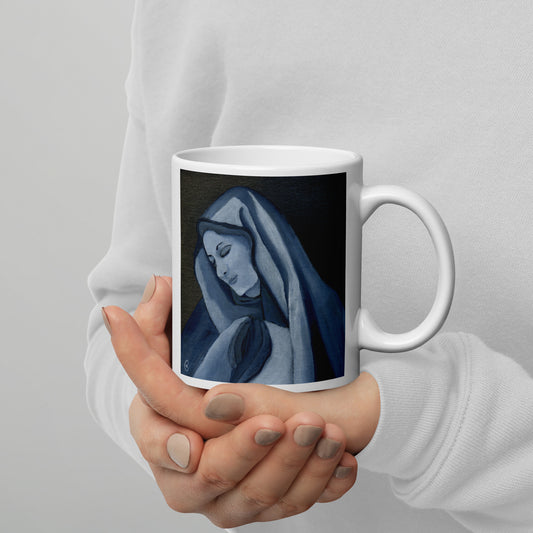 "Madonna 3#" by D. Gailey - White glossy mug